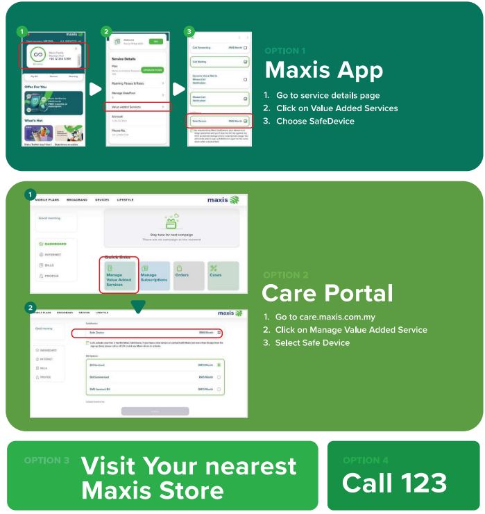 Cara Langgan Safe Device Maxis
