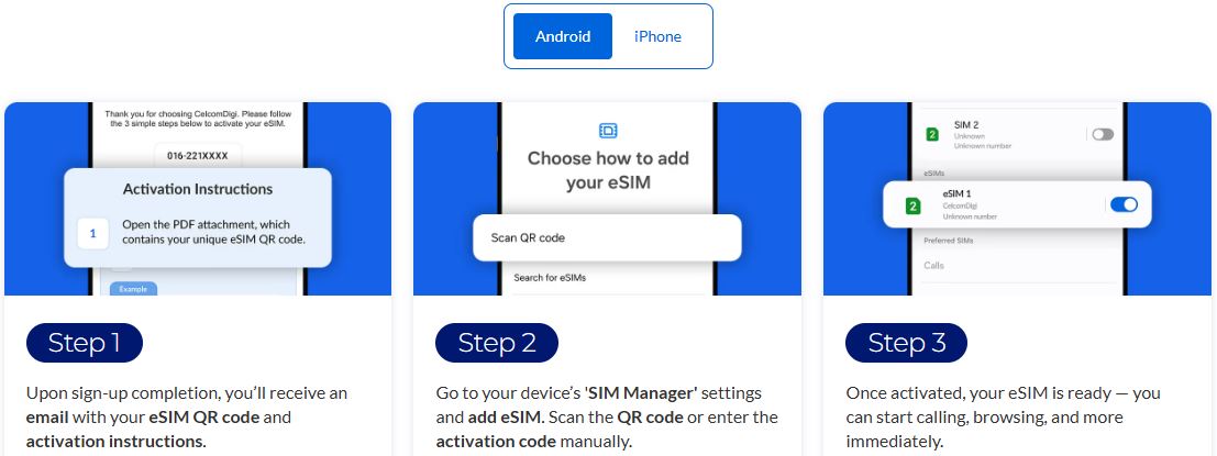 Aktifkan CelcomDigi eSIM